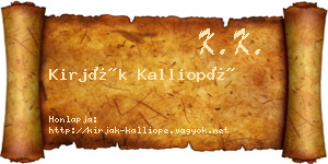 Kirják Kalliopé névjegykártya